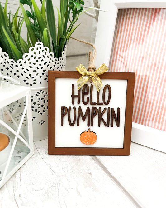 Hello Pumpkin Hanging Decoration 3 - Sweet Pea Wooden Creations