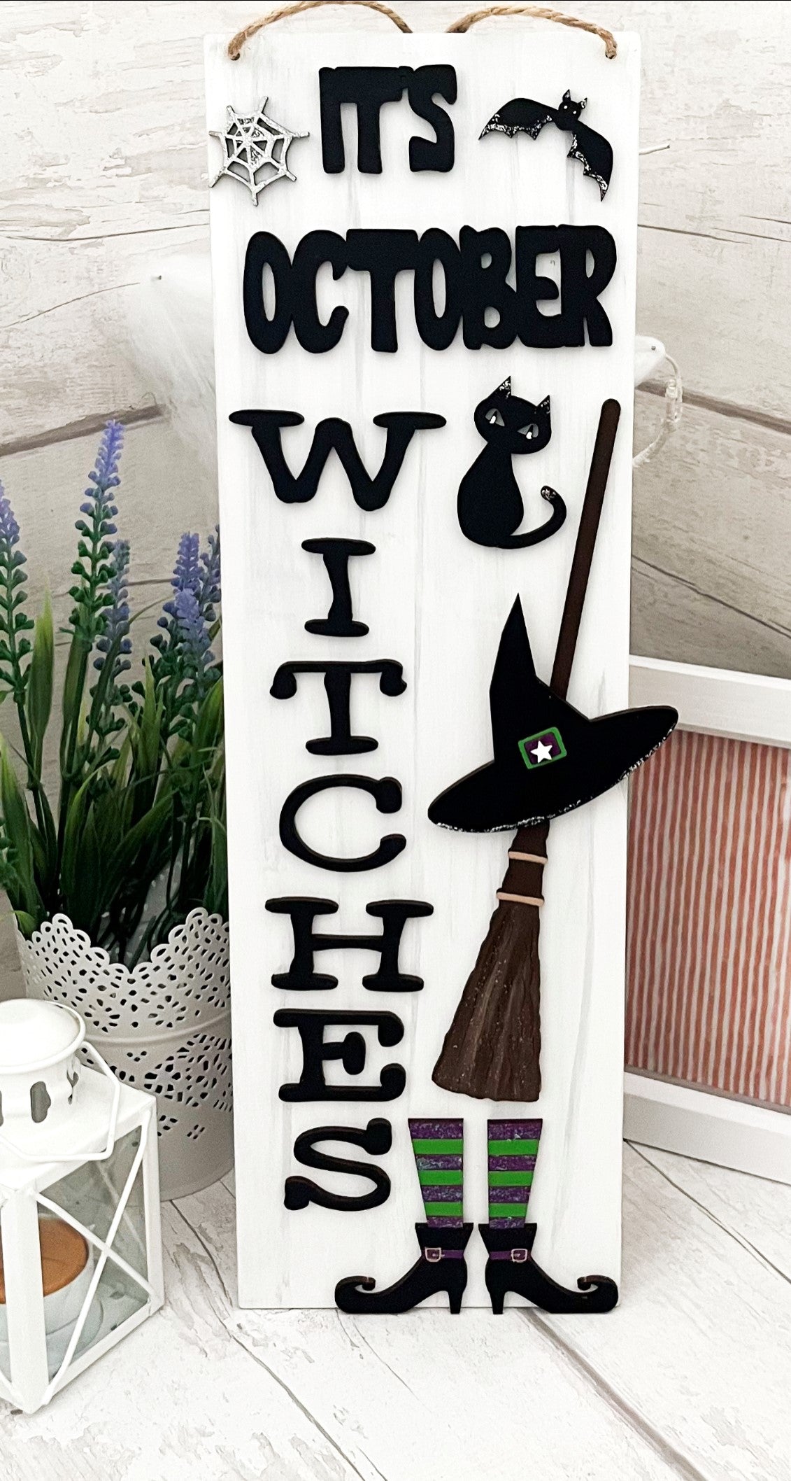 It's October Witches Halloween Sign 2 - Sweet Pea Wooden Creations