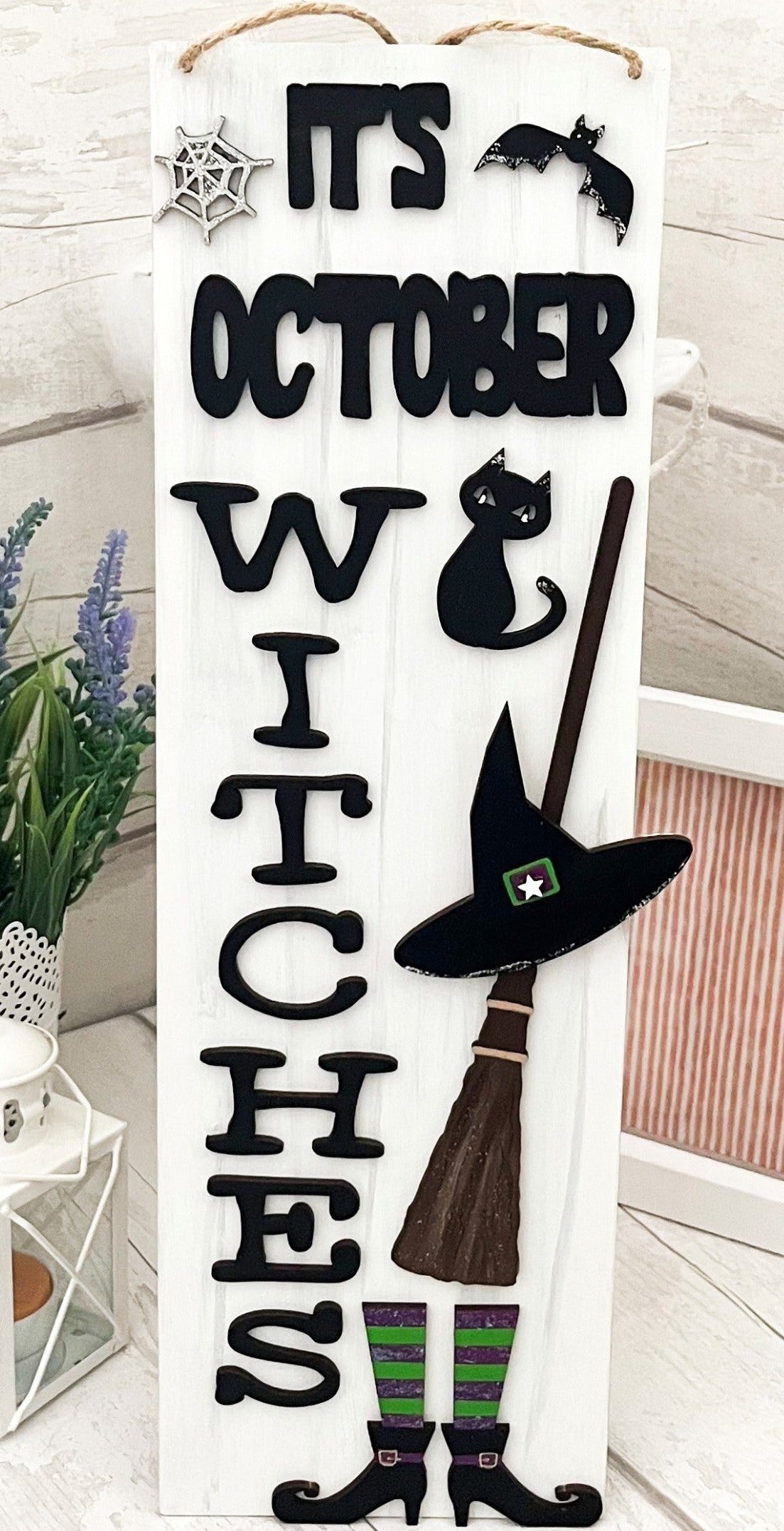 It's October Witches Halloween Sign 3 - Sweet Pea Wooden Creations