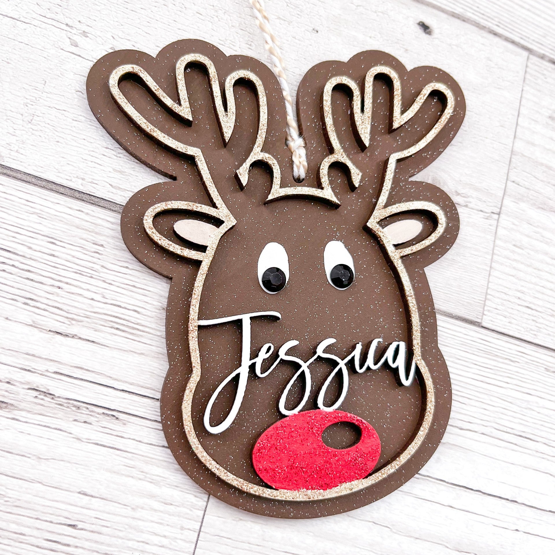 Personalised Reindeer Christmas Decoration - Sweet Pea Wooden Creations