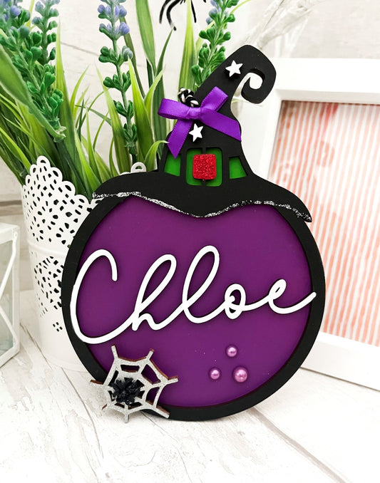 Personalised Witch Hanging Decoration 3 - Sweet Pea Wooden Creations