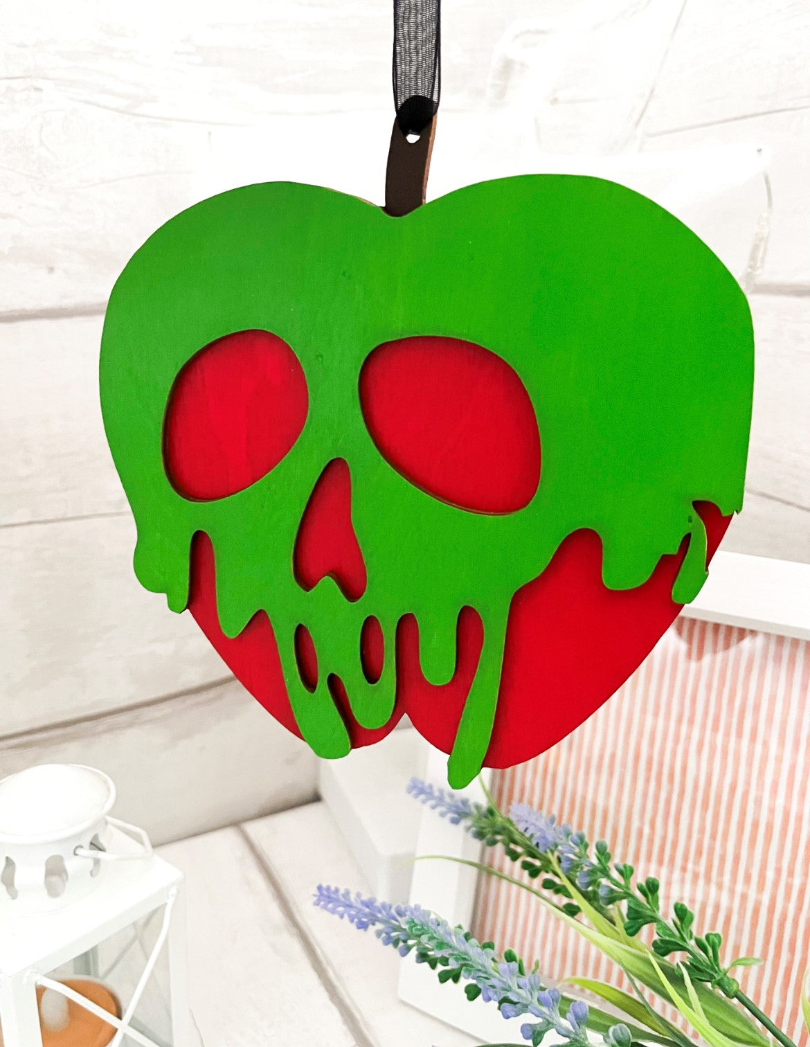 Poison Apple Halloween Decoration - Sweet Pea Wooden Creations