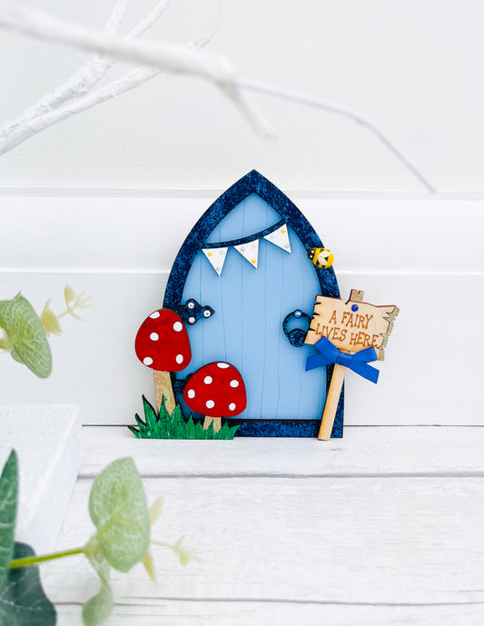 Blue Bunting Fairy Door