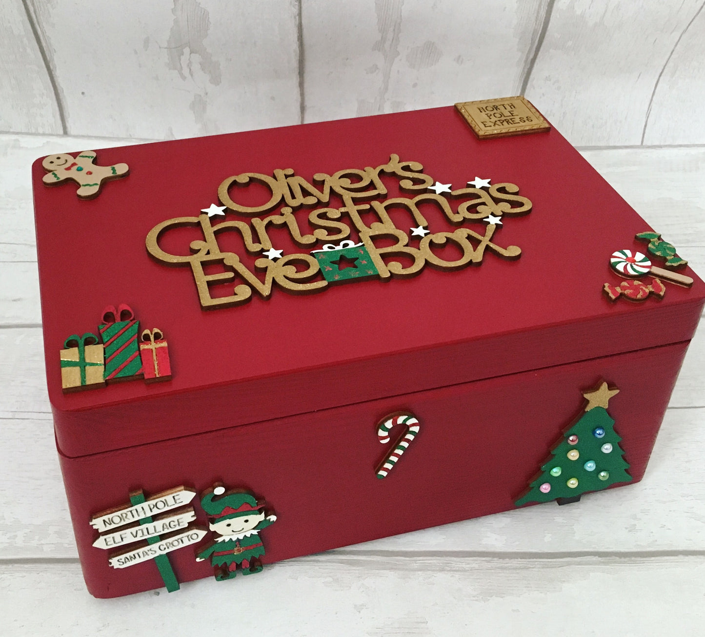 Personalised Red Elf Christmas Eve Box