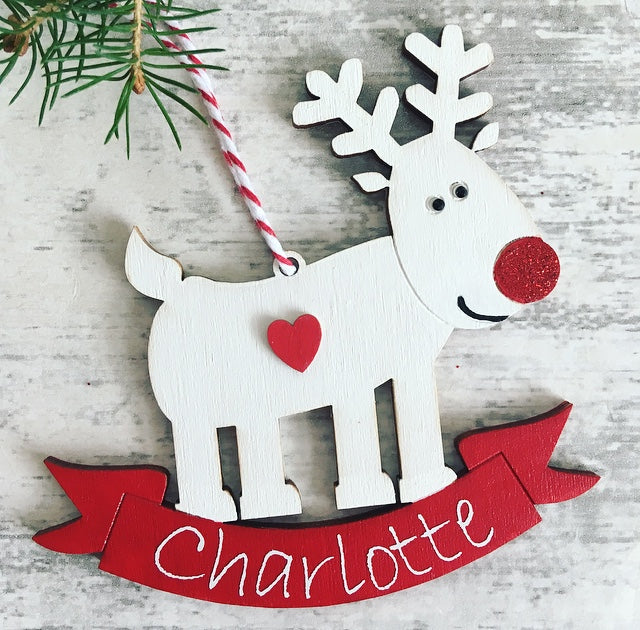 Personalised Reindeer Christmas Tree Decoration Bauble - Sweet Pea ...