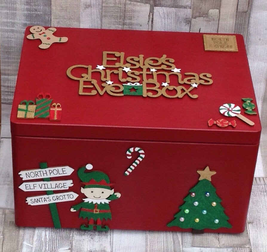 Personalised Red Elf Christmas Eve Box