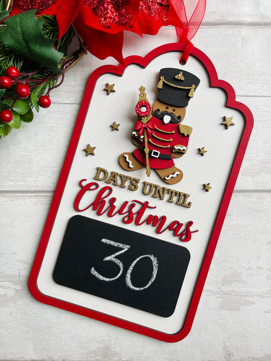 Gingerbread Nutcracker Days Until Christmas Countdown Chalkboard