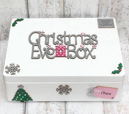 Personalised White Wooden Christmas Eve Box