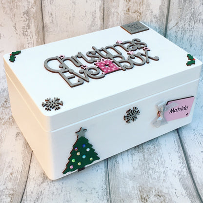 Personalised White Wooden Christmas Eve Box