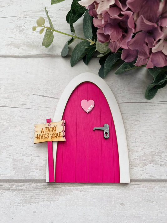 Fuchsia Pink Heart Fairy Door