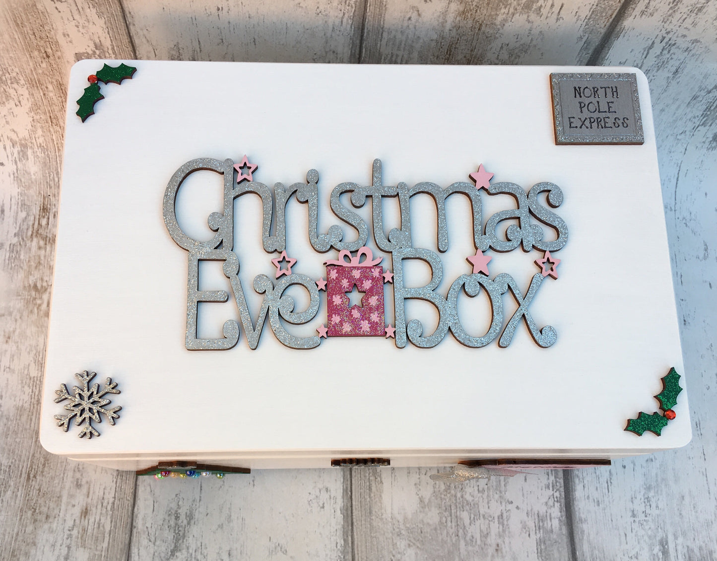 Personalised White Wooden Christmas Eve Box