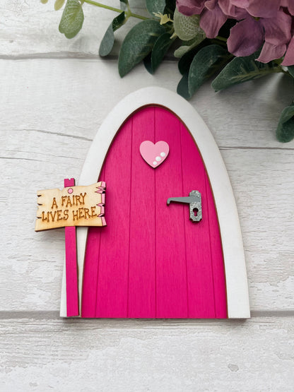 Fuchsia Pink Heart Fairy Door