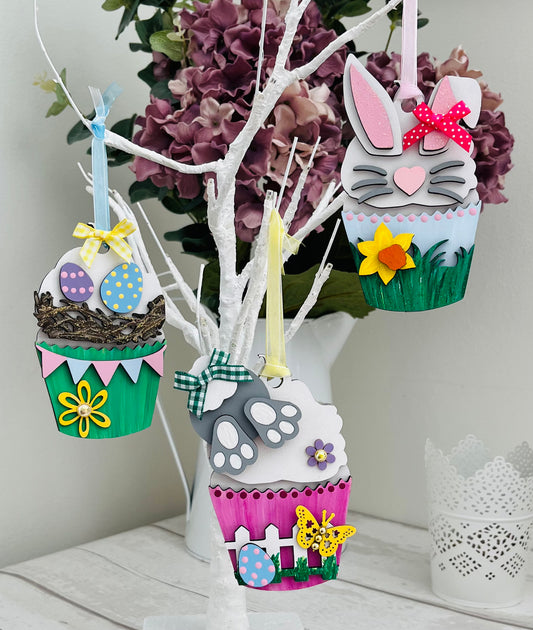 Cupcake Wooden Easter Decorations