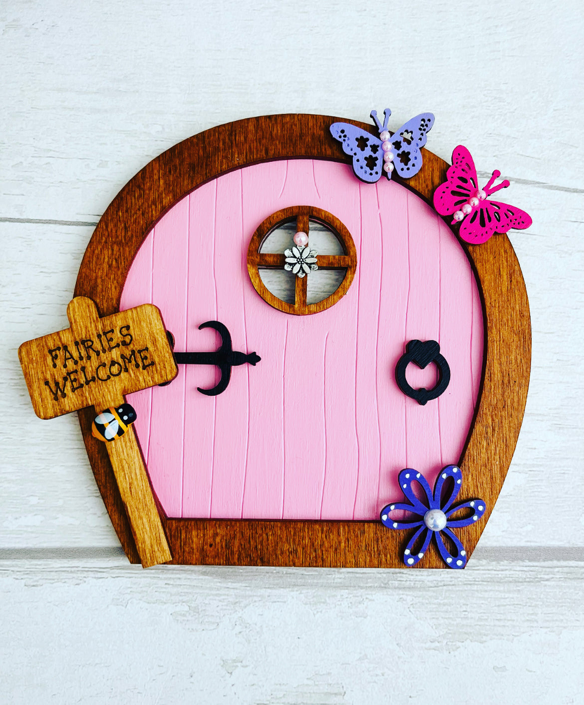 Pink Garden Fairy Door - Sweet Pea Wooden Creations