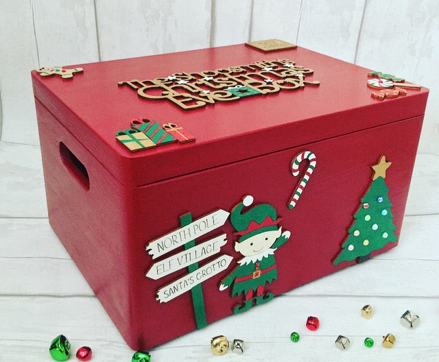 Personalised Red Elf Christmas Eve Box