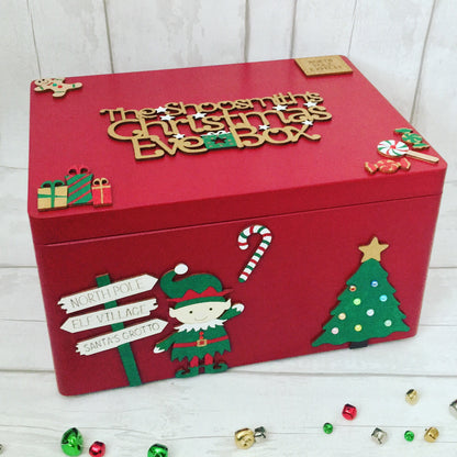 Personalised Red Elf Christmas Eve Box