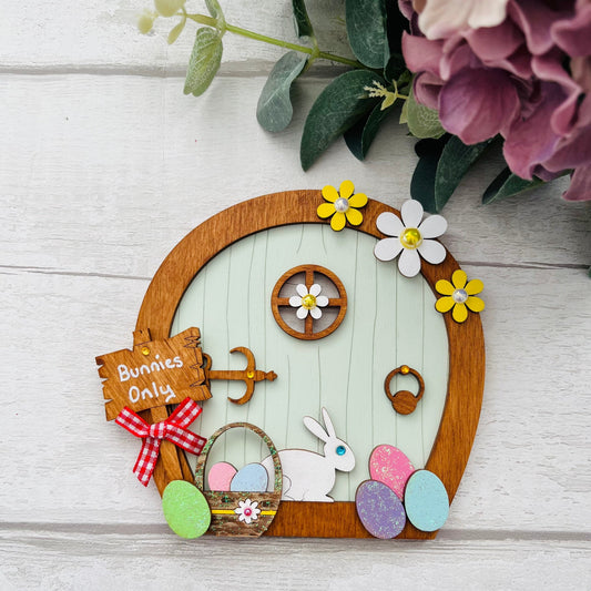 Sage Green Easter Bunny Fairy Door